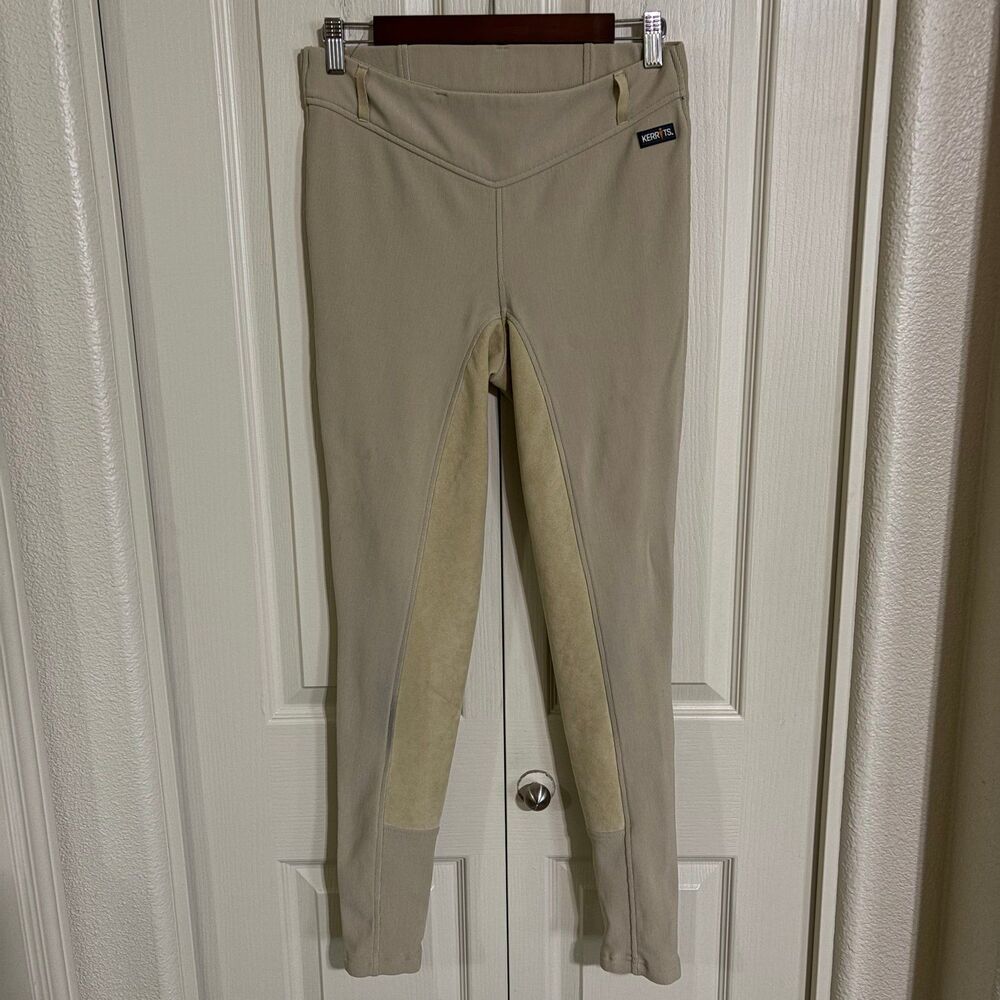 KERRITS Women’s Medium Flex Full-Seat Riding Breeches Tan Suede Equestrian Pants